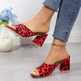 New Water Drill Side With Cool Towed Red Black Pointed Thin Heel Half-Slippers Women's High