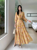 Retro Floral Dress Women's Spring And Summer Lantern Sleeve Design Sense Small Thousand Gold Princess Temperament Swing