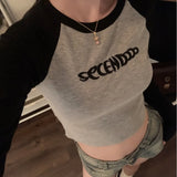 Zingj Embroidered Long-Sleeved T-Shirt Women's Fall 2024 New Slim Show Slim Design Sense Short Student Bottom