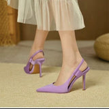 Women's Fine Heel 2025 Spring New Cloth Head Pointy Single Shoes Behind Trip With Skirts And Head Women's