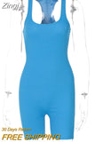 Striped Sporty Workout Halter Rompers Women Casual Active Wear Backless Sleeveless Playsuit Athleisure Biker