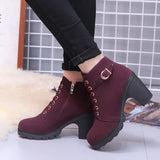 Boots Women's New High Heel Water Station Women's Shoes In The Autumn And Winter 2025 Martin Boots Round Head And Women's Single Boots
