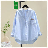 Long-Sleeved Shirt Women 2025 Spring And Autumn New Fashion Loose Version Of Temperament With A Solid Color Open Shirt Shirt Women's