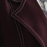 Autumn Heavy Industry Color Colliding Double Line In The Long Coat Jacket Women