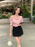 Xixi 13 Line 2025 Spring New Pearl Pure Color Loose Shirt Long-Sleeved Top Women