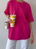 Cotton Collar Solid Color T-Shirt Girl 2025 Spring And Summer New Hot Cotton Short-Sleeved
