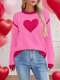 Autumn And Winter Hot Sweater Women Hit The Color Love Peach Collar Knitted Jersey Valentine's