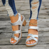 Hollow Magic High Heel Sandals Women New Buckle Thick Heel Sandals