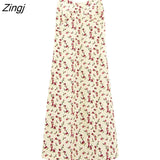 Dresses Women Sexy Ladies Clothes Print Mid-Calf V-Neck All-match Casual High Waist Ins Harajuku Elegant College