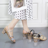 Version Of The Heel Sandals Woman 2025 New Comfortable Coarse Fashion Sleek One Shoe Two Wearing One-Character Buckle
