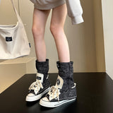Tide Cool ~ 2025 Autumn Ins Tide High Canvas Shoes Women's Canvas Boots Jeans