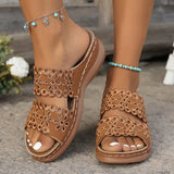 Southeast Asia Flower Slope And Hollow Large-Size Slippers Women Cool Slippers