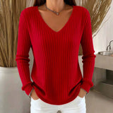Sheintemu Autumn And Winter Long Sleeve V. Collar Pit Sweater New