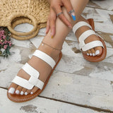Summer New Large Fashion Women's Shoes Flat Solid Color Casual Wear Cross Slippers