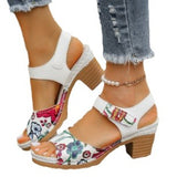 High-Heeled Sandals 2025 Summer New Magic Sticker Casual Retro Coarse Sheel Women's