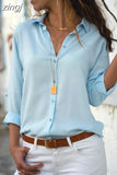 Tops Women's Long Sleeve V-neck Button Chiffon Shirt Office Loose Fashion Long Sleeve Shirts Female Tops Blusas