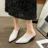 New Baotou Half Drag Woman Small Head Slope With High Heel Cool Drag Fashion Outside Wearing Bright Leather Lazy Muller