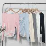Autumn Fake Two Lace Lace Collar Folding Long Sleeves Slimming Bottom T-Shirt Top Woman