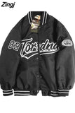 new American retro letter print jacket coat women Y2K high street fashion trend baseball uniform couple casual loose