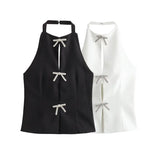 2025 New Women's Fashion Casual Versatile Jeans Hanging Collar Top