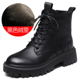 Leather Soft Bottom With Martin Boots Autumn And Winter New Short-Skin Women British Style Single Boots Work Fit Thick