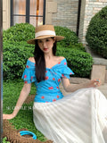 Xixi 2025 Summer New Korean Version Of The Word Collar Lotus Side Chiffon Temperament Short-Sleeved Shirt Top