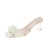 New Korean Version Of The Fairy Wind Transparent And Thick With A Word Of Head Folded Cold Slippers Xia Gao And Slippers