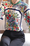 Womens Shirts Chiffon Floral Shirts Stand-up Collar Long-sleeve Blouse Women Elegant Button Up Shirt Fashion Ladies
