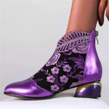 And Ethnic Women's Shoes Embroidered Rough And Autumn And Winter Women's Boots Large Size Martin Women's Short Boots 2025