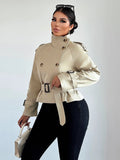 Women's Clothing 2025 Spring And Autumn Collar With Belt Buckle Dress Short Wind Coat Women