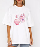 Print A Wide-Cut Short-Sleeved Women's T-Shirt Large Version Of Casual T-Shirt