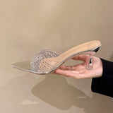 Water Drill Fine And Cool Drag 2025 New Large-Size Spring And Summer New Solid Color Square Head High And Slippers