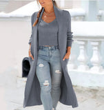 Zingj Cardigan Trench Coat Knit Loose Sweater Two Solid Color Vest Set-Outfit