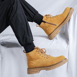 Zingj Men's Outdoor Travel Boots Yellow Platform Boots