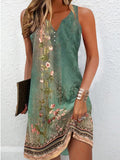 Summer Wish Casual Wind A-Shaped Dress Sleeveless Vest V-Neck Dress