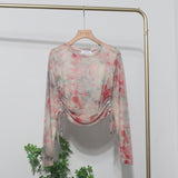 Round Collar Tie-Dye-Print Slim Long-Sleeved T-Shirt T-Shirt T-Shirt With Sunscreen