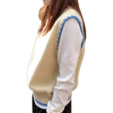 And Winter Women's New Korean Color Knitted Vest Folded Loose Sleeveless Tops Horse Clip Shoulder