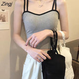 Women Sexy Girls Chic Harajuku Inside New Collection Summer Casual Basic Korean Student Streetwear Crops Trendy