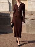 And Winter French Color Repair Knitted Dress Long Dress Elegant Women's