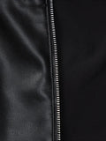 Spring Autumn Cool Patchwork Crop Pu Leather Jacket Women Long Sleeve Luxury Designer Clothes Runway European