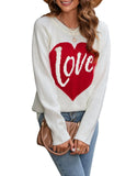And Winter New Loose Love Letter Round Collar Knitted Shirt Long-Sleeved Sweater