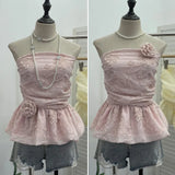 Bud Ponp-Upple Sling Vest With Three-Dimensional Flowers Shoulder-To-Heart Thai Top