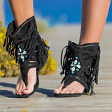 Summer New Water Drill Large-Size Flat-Bottomed Sandals Women Wish Beaded Tuxedroro Cool Boots