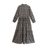 Women's New Dress Fashion Long-Sleeved Collar Printed Shirt