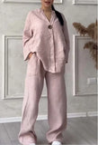 New Women's Fashion Pure Color Cotton Slack Suit