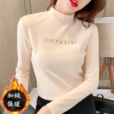Zingj Velvet Warm Half High Collar Bottom Shirt Female Autumn And Winter Inside The Versatile 2023 New Long-Sleeved T-Shirt Female Jacket Foreign