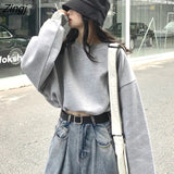 Hat Hoodies Sweatshirts Thick Print Short Length Hot O-neck Ins Fashion Korean Style Warm Simple Streetwear All-match