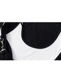 Patchwork T Shirt Women Y2k Style Crop Top O-neck Tshirt Streetwear Slim Sexy Hollow Out Irregular Short Sleeve