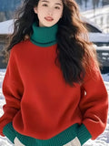 Turtleneck Sweater Female Gas Bottom T-Shirt 2025 New Christmas And Autumn Winter Beautiful Outside Wearing Knitted Shirt