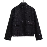 Women's Explosive Beads Decorated With Small Collar Jacket
